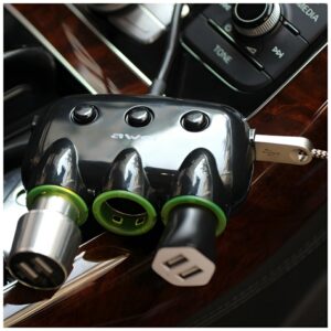 AWEI C-353 car cigarette lighter socket splitter 12V + 2 USB, juodos spalvos/juodos spalvos splitter - Image 3