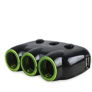 AWEI C-353 car cigarette lighter socket splitter 12V + 2 USB, juodos spalvos/juodos spalvos splitter - Image 2