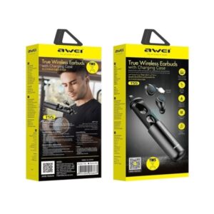 AWEI Bluetooth 5.0 T55 TWS ausinės + docking station juodos spalvos - Image 5