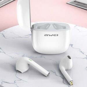 AWEI Bluetooth 5.0 T28 TWS ausinės + docking station baltos spalvos - Image 5