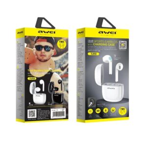 AWEI Bluetooth 5.0 T28 TWS ausinės + docking station baltos spalvos - Image 6