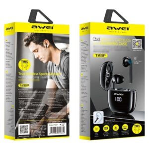 AWEI Bluetooth 5.0 T28P TWS ausinės + docking station juodos spalvos - Image 7