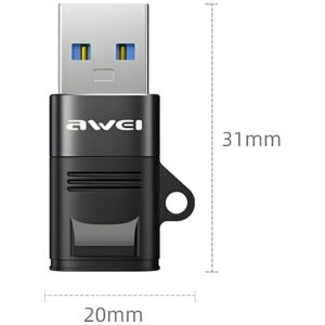 AWEI Adapteris CL-13 USB-C/USB-A black - Image 2