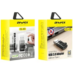 AWEI Adapteris CL-13 USB-C/USB-A black - Image 4