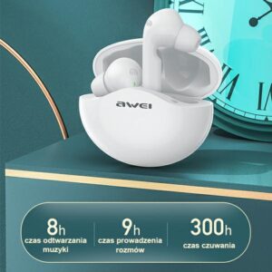 AWEI T12TWS Bluetooth sports ausinės baltos spalvos - Image 7