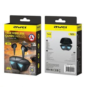 AWEI Bluetooth 5.0 T23 TWS ausinės + docking station gaming juodos spalvos - Image 9