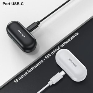 AWEI Bluetooth 5.1 T13 Pro TWS ausinės + docking station juodos spalvos - Image 10