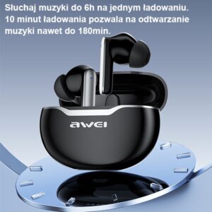 AWEI Bluetooth 5.3 T50 TWS ausinės + docking station juodos spalvos - Image 7