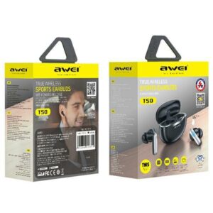 AWEI Bluetooth 5.3 T50 TWS ausinės + docking station juodos spalvos - Image 9