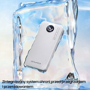 AWEI PowerBank P134K 20000mAh juodos spalvos display + USB/PD/Lightning/MicroUSB cables - Image 5