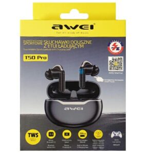 AWEI Bluetooth 5.3 T50 ENC+ Ausinės Docking Station juodos spalvos - Image 2