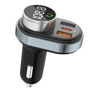 AWEI C-843 hands-free kit with FM transmitter, Bluetooth 5.0, MP3, 1xUSB+1xUSB-C black - Image 2