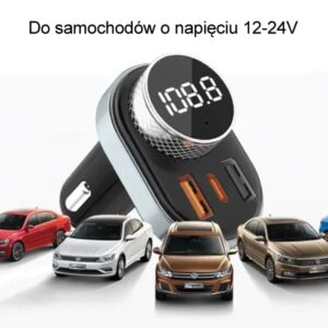 AWEI C-843 hands-free kit with FM transmitter, Bluetooth 5.0, MP3, 1xUSB+1xUSB-C black - Image 3