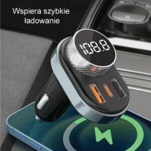 AWEI C-843 hands-free kit with FM transmitter, Bluetooth 5.0, MP3, 1xUSB+1xUSB-C black - Image 5