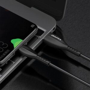 AWEI CL-115T USB to USB-C juodos spalvos cable - Image 7