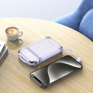 AWEI PowerBank P89K 10000mAh 38.5W juodos spalvos + PD/Lightning cables - Image 6