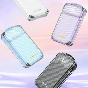 AWEI PowerBank P89K 10000mAh 38.5W juodos spalvos + PD/Lightning cables - Image 8
