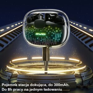 AWEI Bluetooth 5.3 T52 Pro2TWS ausinės + docking station juodos spalvos - Image 6