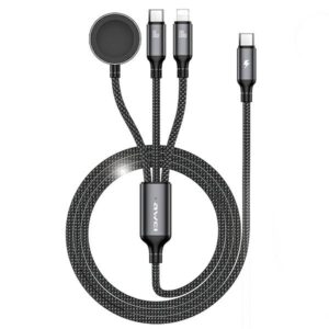 AWEI kabelis W23 3in1 usb-c/lightning/watch100W/10W/2.5W juodos spalvos - Image 1