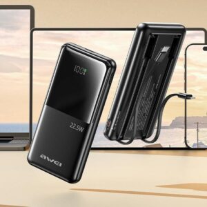 AWEI PowerBank P76K 10000mAh 22.5W juodos spalvos Digital Display - Image 2