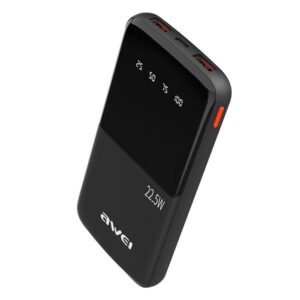 AWEI PowerBank P10K 10000 mAh 22.5W juodos spalvos - Image 1