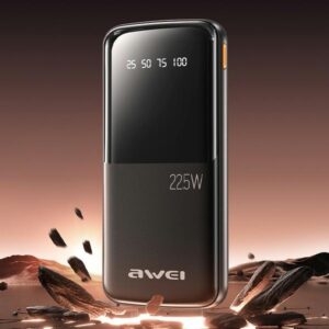AWEI PowerBank P10K 10000 mAh 22.5W juodos spalvos - Image 2