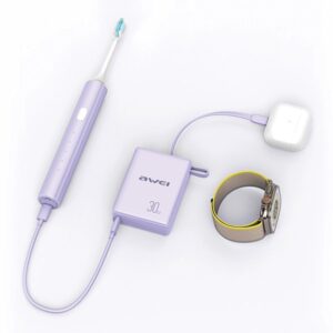 AWEI PowerBank with built-in cableP87K 10000mAh juodos spalvos 30W - Image 3