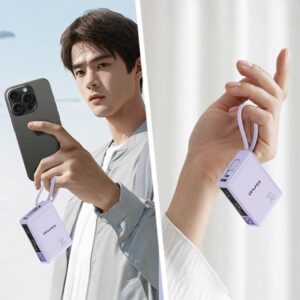 AWEI PowerBank with built-in cableP87K 10000mAh juodos spalvos 30W - Image 6