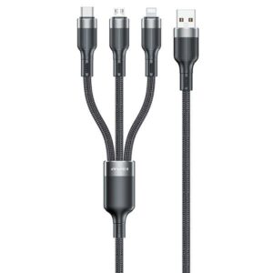 AWEI CL-975 usb-c/lightning/mico3in1 kabelis juodos spalvos - Image 1