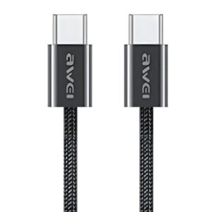 AWEI CL-219T USB-C į USB-C60W juodos spalvos Apple iPhone 15 kabelis - Image 1