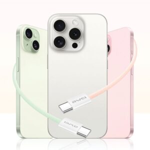 AWEI CL-219T USB-C į USB-C60W juodos spalvos Apple iPhone 15 kabelis - Image 5