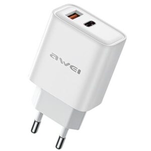 AWEI PD81-EU 22.5W GaN baltos spalvos charger - Image 1