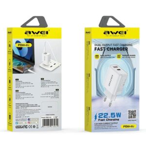 AWEI PD81-EU 22.5W GaN baltos spalvos charger - Image 2