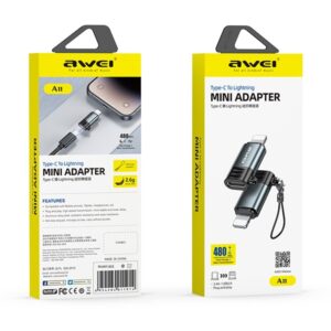 AWEI Adapter A11 USB-C/Lightning grey - Image 2