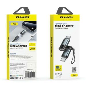 AWEI Adapter A12 Lightning/USB-C grey - Image 2