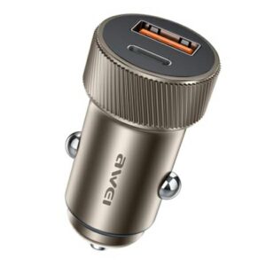 AWEI automobilinis įkroviklis C-857 33W USB+USB-C brown - Image 1