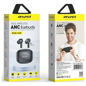 AWEI Bluetooth ausinės 5.3 TA6 ANC+ docking station juodos spalvos - Image 2