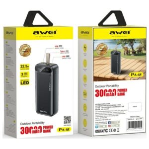 AWEI PowerBank PA-12 30000mAh 22.5W juodos spalvos - Image 2