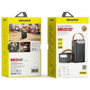 AWEI PowerBank P101K 60000mAh 22.5W juodos spalvos - Image 2