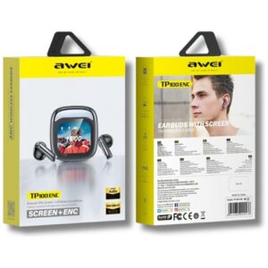 Belaidės ausinės AWEI TP100 ENC Bluetooth 5.4 TWS + docking station juodos spalvos - Image 9