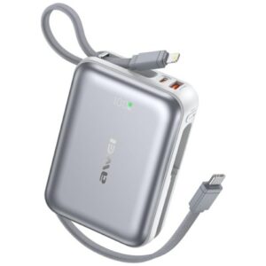 Power bank Awei C03 20000mAh USB-A/USB-C + Lightning/USB-C cables silver - Image 1