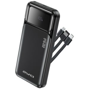 Powerbank Awei PA-91 10000mAh 22,5W PD 2xUSB-C + kabelis juodos spalvos - Image 1