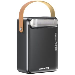 AWEI PowerBank P102K 80000mAh 22,5W PD 2xUSB-C 3xUSB-A juodos spalvos - Image 1