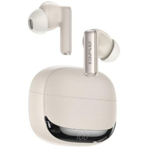 Belaidės Ausinės AWEI TA19 ANC Bluetooth 6.0 TWS + charging case beige - Image 1