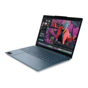 Lenovo Yoga Slim 7 14AKP10 Ryzen AI 5 340, 14 colių WUXGA OLED (400 nitų, 60 Hz, blizgus ekranas), 16 GB LPDDR5-6400, 512 GB SSD, Radeon 840M vaizdo plokštė, 1080p kamera, 70 Wh baterija, Windows 11, „Tidal Teal“ spalva - Image 2
