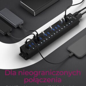 ICY BOX IB-HUB1717-U3 USB 3.2 Gen 1 (3.1 Gen 1) Type-A 5000 Mbit/ai Juoda - Image 3