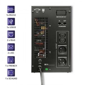 Qoltec 53043 nepertraukiamo maitinimo resursai (UPS) Dviguba konversija (prisijungus) 3 kVA 2400 W 2 AC išvestis(ys / čių) - Image 3