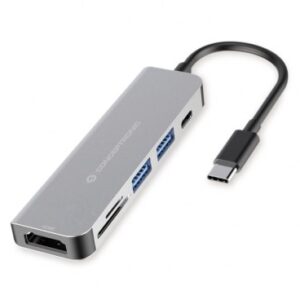Conceptronic DONN02G knyginių kompiuterių dokas / jungčių replikatorius USB 3.2 Gen 1 (3.1 Gen 1) Type-C Aliuminis