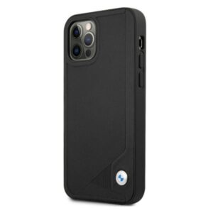 BMW BMHCP12MRCDPK Apple iPhone 12 / 12 Pro 6,1" juodos spalvos kietas dėklas Leather Deboss - Image 2