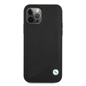 BMW BMHCP12MRCDPK Apple iPhone 12 / 12 Pro 6,1" juodos spalvos kietas dėklas Leather Deboss - Image 3